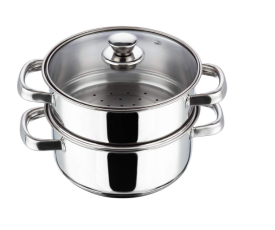 2 Tier Stainless Steel Idli Steamer for Kitchen with Glass Lid