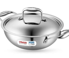Platinum Triply Stainless Steel Kadai with Lid - 5.5 L, 32 cm