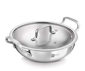 Kadai with Flat Glass Lid