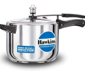 HAWKINS Stainless Steel Tall Pressure Cooker, Silver with Stainless Steel Pressure Cooker, 5 liters.