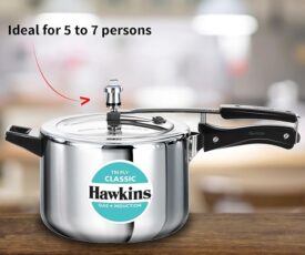 Hawkins Classic 5 Litre Tri-Ply Pressure Cooker, Triply Stainless Steel Inner Lid Cooker, Silver (SSTCL50)
